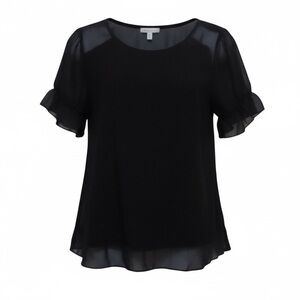 Emma and Olive Black Sheer Sleeves Women's Blouse Size S Whimsigoth